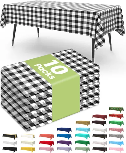 Vista 23 de Pureegg - Juego de 10 manteles de plástico desechables redondos de 84 pulgadas, para fiestas, picnics, bodas, manteles decorativos, redondos, Blanco