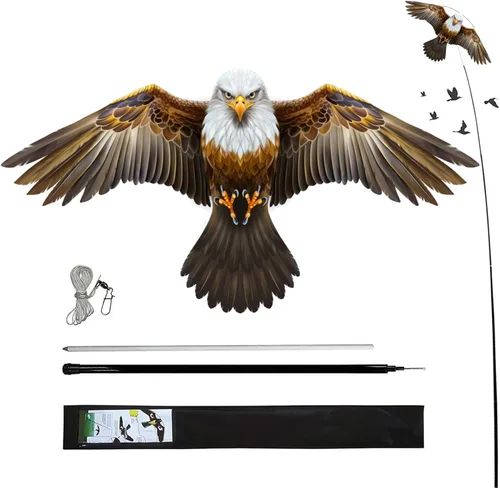 Vista 12 de Cometa de Halcón para Aves, Cometa Voladora para Protección de Cultivos Espantapájaros, Cometas Voladoras Sin Mástil - Estilo E