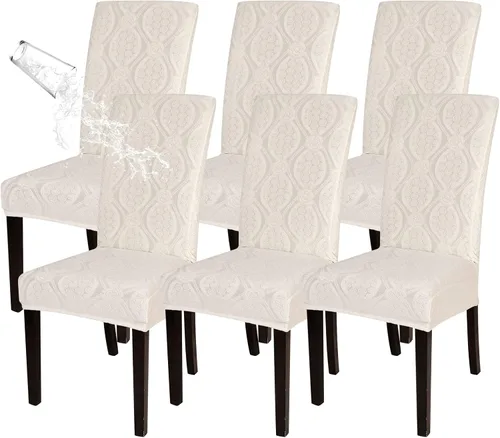 Vista 23 de SearchI Juego de 4 fundas impermeables para sillas de comedor, fundas elásticas para sillas Parsons extraíbles, lavables, fundas protectoras