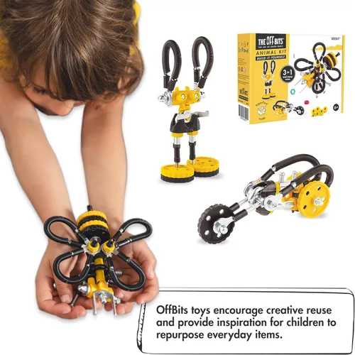 Vista 5 de The Off Bits - Juego de erectores: mini juguetes STEM de animales para niños de 6 años, juegos de construcción de juguetes con tuercas y tornillos