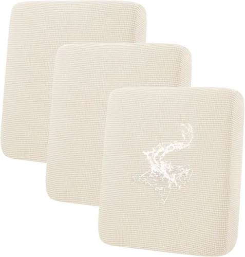 Vista 62 de hyha - Fundas de cojín impermeables para sofá modular, fundas de cojín de sofá en forma de L, tela jacquard gruesa, funda de diván con parte Beige
