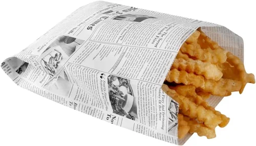 Vista 44 de Restaurantware Bag Tek - Bolsas de papel de 4.3 x 1.5 x 6.3 pulgadas para aperitivos, 100 bolsas desechables para papas fritas, a prueba de grasa
