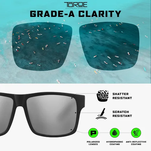 Vista 9 de TOROE Gafas de sol irrompibles TR90 con montura TR90 de policarbonato polarizado hidrofóbico