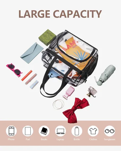 Vista 7 de Lyingflat Clear Bag for Stadium Events Clear Tote Bag with Removable Strap Transparent Bag for Sporting Concert Work
