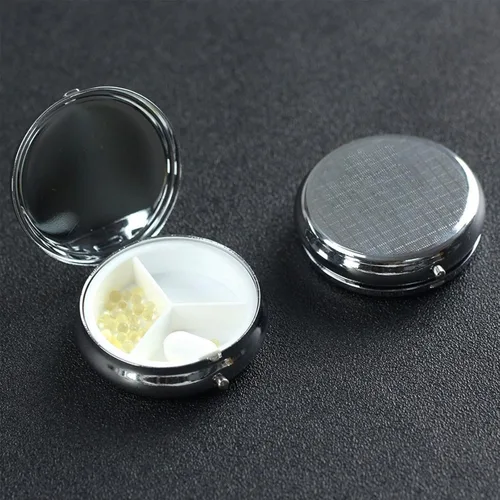 Vista 5 de Nature Cliff Sky Print Round Pill Box 3 Compartment Medicine Pill Case Portable Pill Container for Daily Medicine Supplement Vitamin