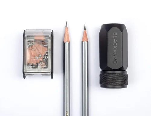 Vista 6 de Blackwing Sacapuntas de punta larga de dos pasos, color blanco, cuchillas de acero alemán, paquete de 1