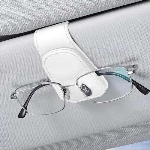 Vista 25 de zipelo Soporte para gafas de sol para visera solar de automóvil, 2 piezas de gancho magnético de cuero para gafas, clip de montaje para gafas de sol