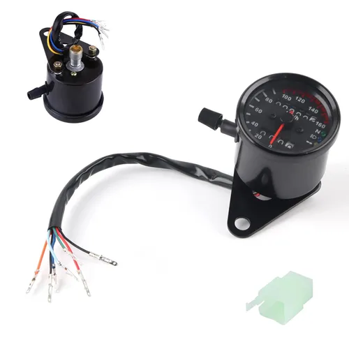 Vista 5 de Motocicleta cuentakilómetros velocímetro indicador doble pantalla digital KM/H Universal 1pc (negro)