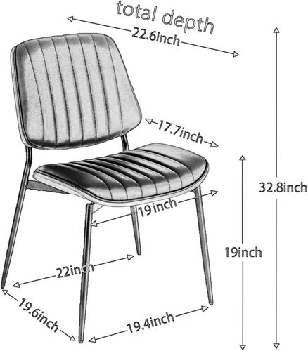 Vista 8 de Dining Chairs Set of 2 Mid Century Modern Retro Design with Walnut Bentwood Back Upholstered Seat Metal Legs Adjustable Foot for Kitchen Dining Room