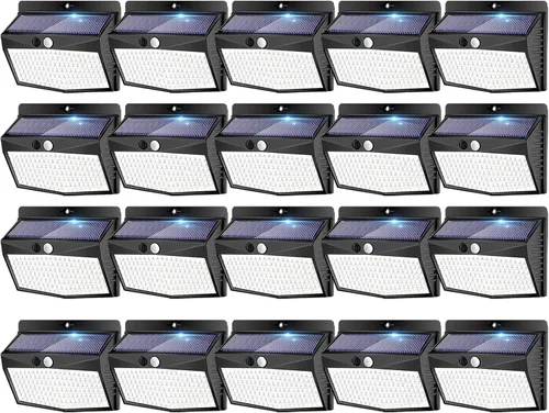 Vista 38 de Luces solares al aire libre, [138 LED/15 paquetes] Luces de pared con sensor de movimiento y seguridad solares con 3 modos de iluminación. Luces
