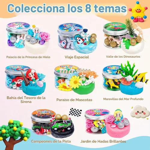Vista 2 de Paquete de 8 tarros de masa sensoriales, kit de juego reutilizable