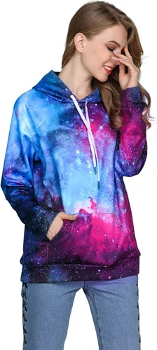 Vista 3 de Sudaderas unisex con estampado 3D Galaxy con capucha y bolsillos grandes