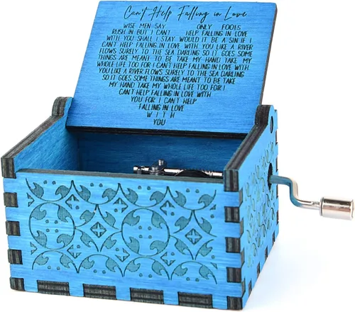 Vista 7 de byykit Can't Help Falling in Love Caja de Música de Madera, Cajas Musicales Grabadas Antiguas Estuche para Ser Querido Caja de Música de Madera