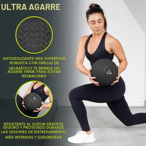 Vista 5 de ProsourceFit Slam Medicine Balls 5, 10, 15, 20, 25, 30, 50lbs Smooth and Tread Textured Grip Dead Weight Balls for Strength and Conditioning Azul