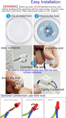 Vista 7 de Ventilador de techo LED regulable de 18 W, luz de montaje empotrado, kit de reacondicionamiento del motor, bombilla fluorescente circular de panel