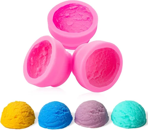 Patelai Moldes de silicona en forma de bola de helado 3D, molde de galletas para pastelería, vela, jabón, arcilla, para tartas de boda, chocolate,