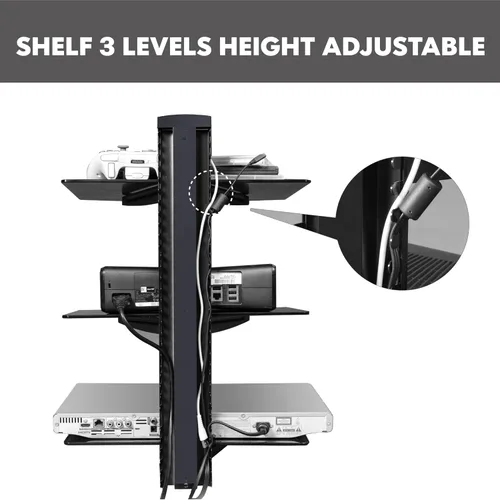 Vista 13 de Fenge estante para pared con vidrio templado, color negro, Vidrio, Negro