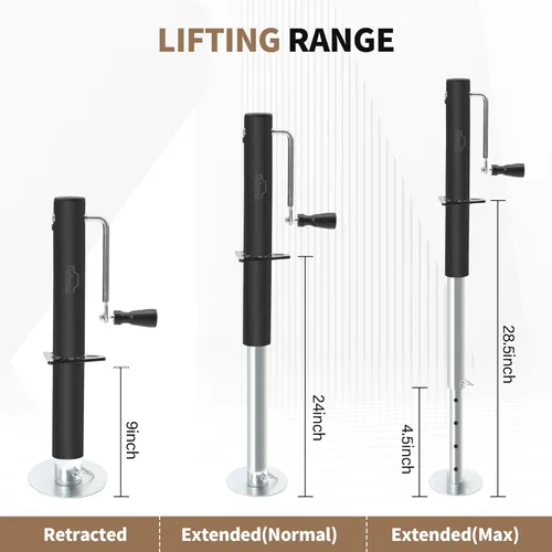 Vista 4 de Gato de lengua para remolque, capacidad de elevación de 2000 libras, marco en A de elevación de 15 pulgadas, resistente - Gato de remolque manual