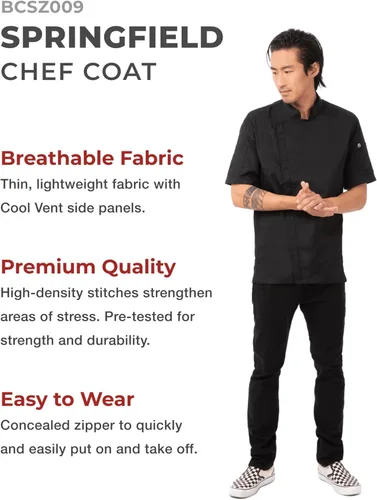 Vista 3 de Chef Works Springfield - Abrigo de chef para hombre