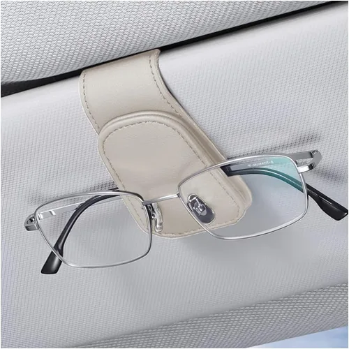 Vista 24 de zipelo Soporte para gafas de sol para visera solar de automóvil, 2 piezas de gancho magnético de cuero para gafas, clip de montaje para gafas de sol