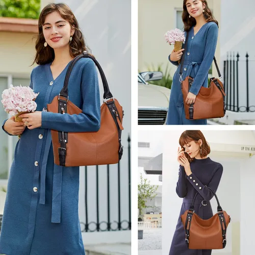 Vista 3 de Over Earth Bolsos de cuero genuino para mujer, bolso de hombro Hobo para mujer