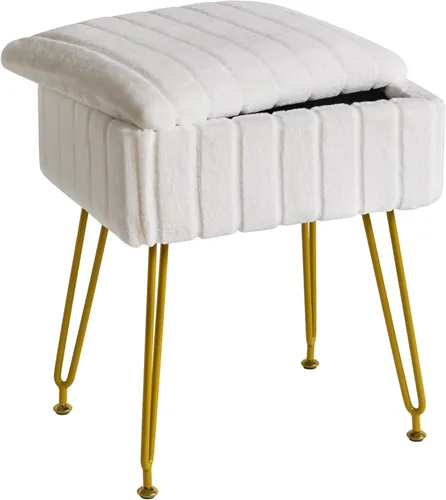 Vista 13 de IBUYKE Reposapiés de terciopelo rectangular, otomano, silla de tocador de maquillaje, mesa auxiliar, asiento de mesa de tocador, puf para sofá, Negro