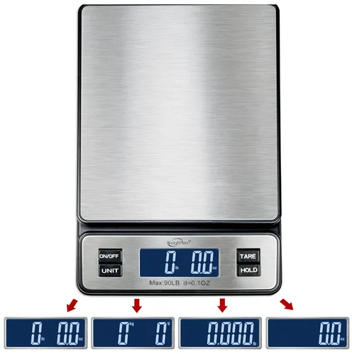 Vista 3 de Weighmax W-2809 - Báscula postal digital de acero inoxidable duradera, de 90 libras x 0.1 onzas, báscula de envío con adaptador de CA, 1 paquete