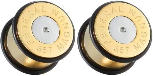 Vista 2 de COOEAR - Dilatadores de acero quirúrgico con dos anillos tóricos aretes de estilo piercing, expansor de 0.07 oz (1564) a 58