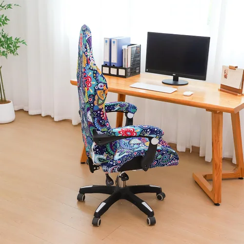 Vista 4 de FORCHEER Funda para silla de juegos con fundas para reposabrazos, estilo bohemio, 4 piezas, elásticas, para silla de computadora, juego de fundas