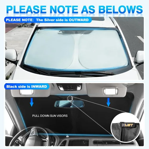 Vista 4 de KUST Parasol para parabrisas para Ford Expedition SUV, accesorios 2018-2024 2025, protector de visera plegable bloquea los rayos UV y mantiene tu