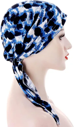 Vista 4 de Qhome - Pañuelo de cabeza con diamantes de imitación para mujer, gorra de quimioterapia, bandana de elastano Du Rag