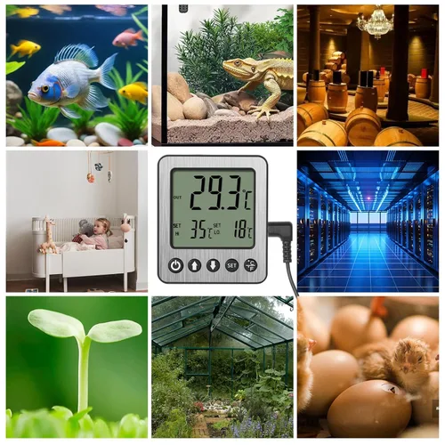 Vista 7 de Termómetro para refrigerador, alarma de congelador, termómetro digital para congelador con sensor adicional, alarma de alta y baja temperatura