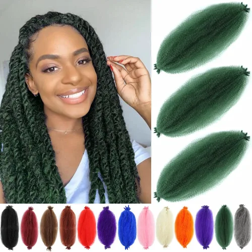 Vista 25 de Extensiones de cabello afro rizado Ginger 12 pulgadas, trenzas Marley de cabello trenzado elástico 350, extensiones de cabello afro rizado y rizado