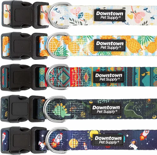 Vista 6 de Downtown Pet Supply - Collar de perro mejor, lindo y elegante - Collar de perro ligero ajustable con hebilla rápida y anillo en D - Apto para lavado