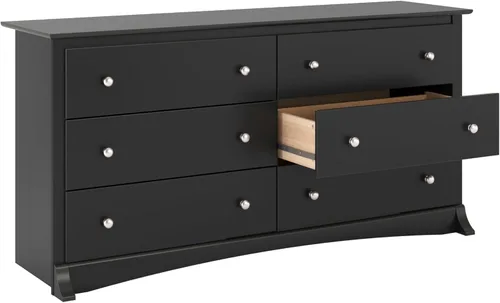 Vista 11 de Prepac Sonoma Cómoda doble de 6 cajones para dormitorio, cómoda ancha, muebles de dormitorio tradicionales, 59 pulgadas de ancho x 17.5 pulgadas