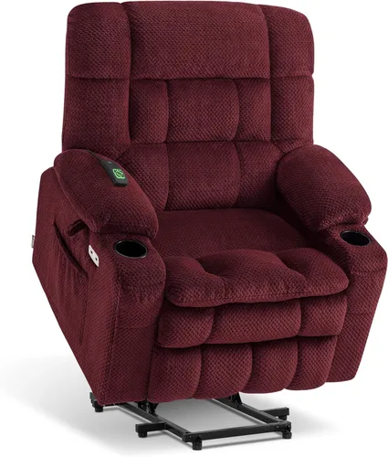 Vista 11 de MCombo Silla reclinable eléctrica de doble motor para personas mayores, silla elevadora plana con calor y masaje, silla elevadora pequeña, Beige