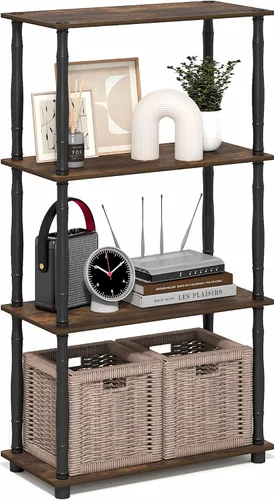 Vista 43 de Furinno Turn-N-Tube - Mesa auxiliar ovalada moderna sin necesidad de herramientas, color blanco, blanco virgen