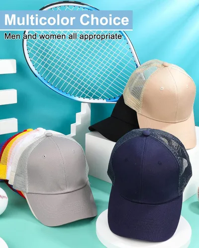 Vista 5 de Coume Gorra de béisbol de malla a granel de algodón lavado en blanco gorras de béisbol ajustables Gorra de camionero Snapback Golf Hombres Gorra