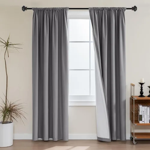 Vista 34 de H.VERSAILTEX Cortinas 100% de opacidad para cocina, con aislamiento térmico, cortinas opacas completas con forro blanco, cortinas de eficiencia