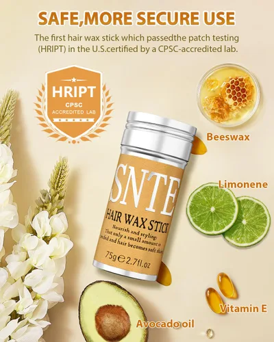 Vista 5 de Samnyte Barra de cera para el cabello, 2 unidades de palitos para cabello Flyaways, crema de peinado no grasa para cabello encrespado, 2.7 onzas x