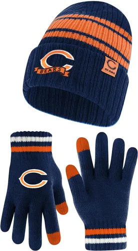 Vista 13 de Ultra Game Adults NFL Official Super Soft Team Stripe Winter Beanie Knit Hat with Extra Warm Touch Screen Gloves