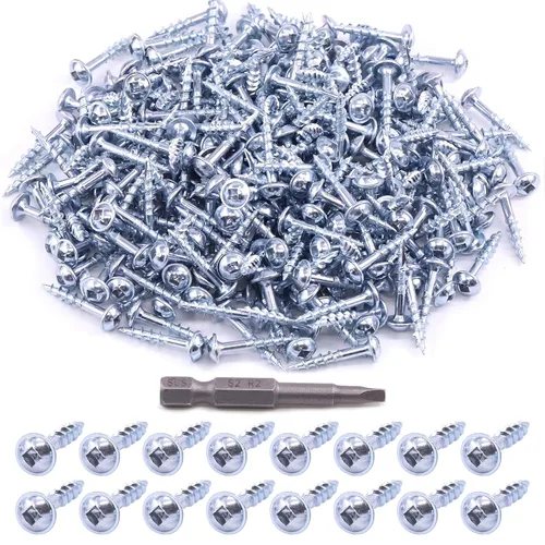 Glarks 280 tornillos de bolsillo #8 x 1 pulgadas, con revestimiento de zinc, tornillos de madera de rosca gruesa autorroscantes para madera y chapa
