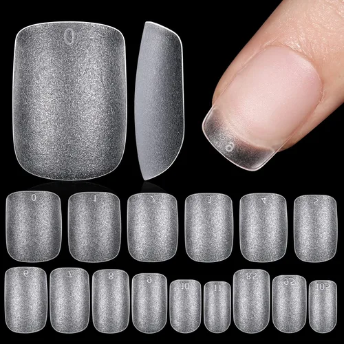 Vista 11 de TOMICCA Puntas de uñas extra cortas en forma de ataúd, 240 piezas de uñas postizas acrílicas de cobertura completa para manicura con extensión, 15