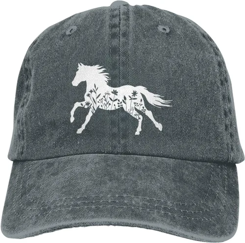 Vista 8 de Gorra de béisbol vintage con diseño floral y de caballo ajustable para mamá y papá