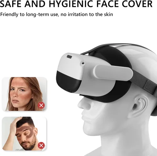 Vista 2 de Geekria Sweat Proof Silicone Face Cover Pad Compatible Pico Neo 3 with Protective Lens Cover Accessories, Replacement Accessories Fit for Pico Neo