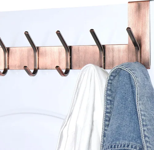 Vista 4 de Dseap Percha para colgar sobre la puerta, 6 ganchos para colgar ropa, sombrero, toalla, cobre antiguo