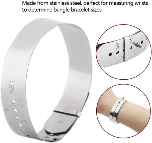 Vista 4 de Medidor de brazalete de pulsera, unidad CM, herramienta de medición de brazalete ajustable de acero inoxidable, herramientas de tamaño de pulseras