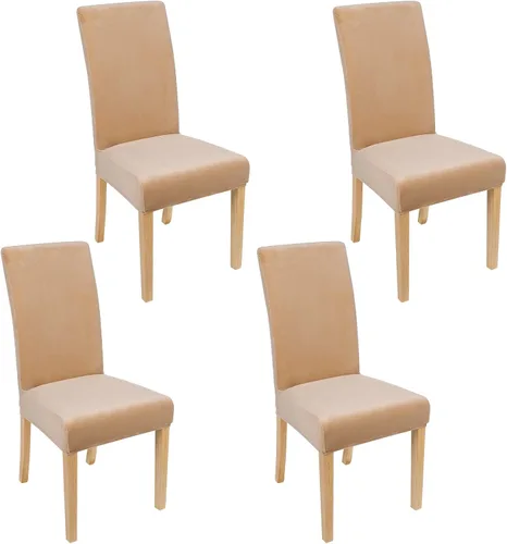 Vista 32 de smiry - Fundas para sillas de comedor de terciopelo elástico y suave, extraíbles, Terciopelo, Beige