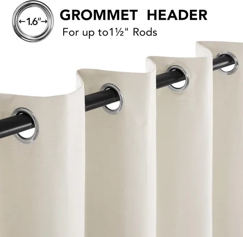 Vista 8 de Deconovo Cortinas 100% opacas para puerta de patio de 84 pulgadas de largo, cortinas de lino extra anchas con textura de lino, paneles de cortina