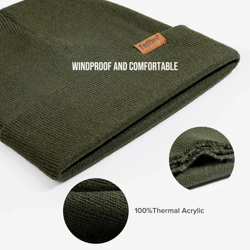 Vista 4 de FanVince Gorro térmico de invierno para hombre y mujer con puños gorro de punto de calavera regalos cálidos